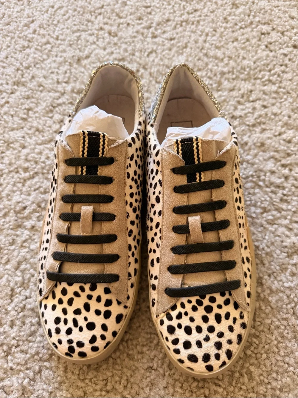 Sabina Leopard Spot Star Sneakers in Black, White & Tan